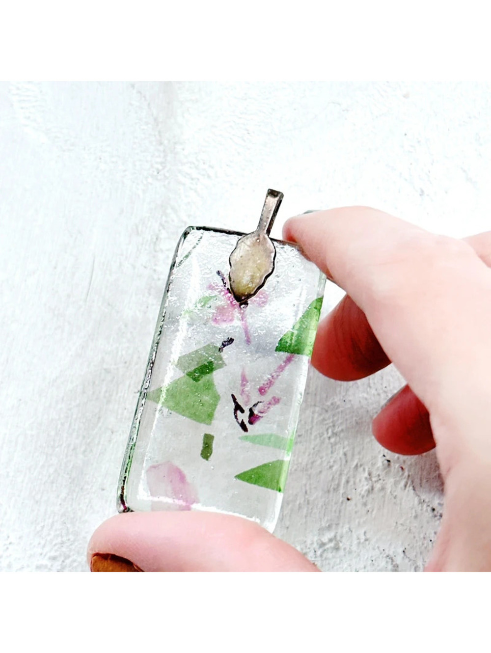 2592mc. Pink Glass Pendant Floral - Picture 6 of 9